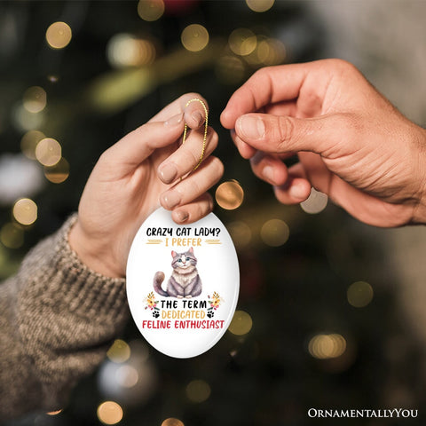 Crazy Cat Lady Ceramic Ornament, Cute and Funny Christmas Gift