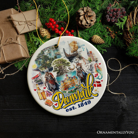 Majestic Denmark Landmarks Ornament, Scandinavian Heritage Christmas Gift and Copenhagen Souvenir