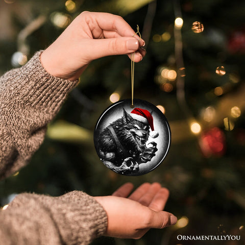 Vicious Werewolf Ceramic Ornament, Enigmatic Christmas Decoration for Halloween Tree