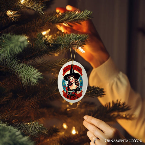Wickedly Glamorous Season of the Witch Ornament, Retro Style Halloween Tree Decor and Keepsake