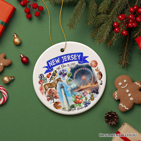 Artistic New Jersey State Themes and Landmarks Christmas Ornament