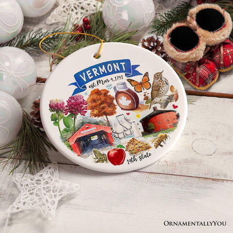 Artistic Vermont State Themes and Landmarks Christmas Ornament