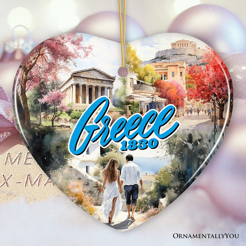 Greece Historical Landmarks and Cultural Ornament, Artistic Greek and Athens Handmade Christmas Gift and Travel Souvenir