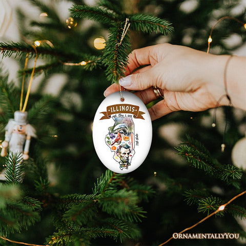 Artistic Illinois State Themes and Landmarks Christmas Ornament