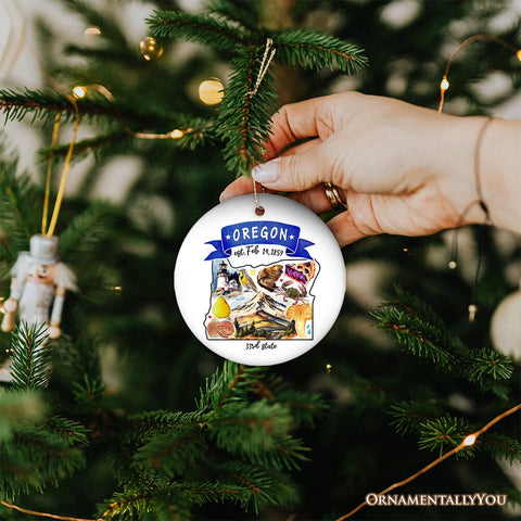 Artistic Oregon State Themes and Landmarks Christmas Ornament