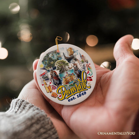 Majestic Denmark Landmarks Ornament, Scandinavian Heritage Christmas Gift and Copenhagen Souvenir