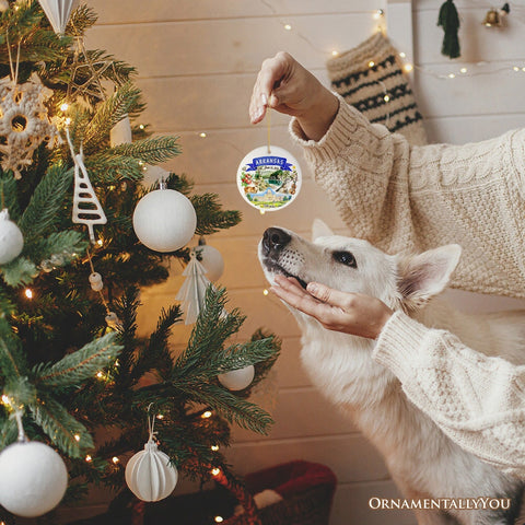 Artistic Arkansas State Themes and Landmarks Christmas Ornament