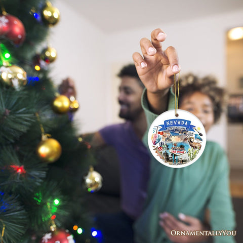 Artistic Nevada State Themes and Landmarks Christmas Ornament
