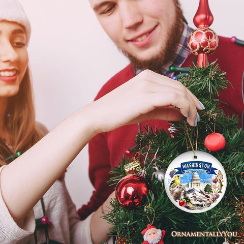 Artistic Washington State Themes and Landmarks Christmas Ornament