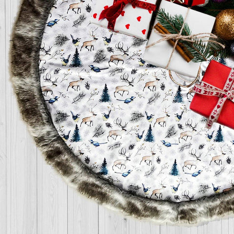 Rustic Nature Pattern Elegant Vintage Christmas Tree Skirt