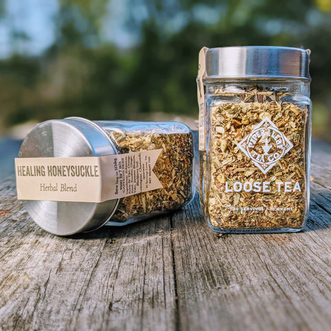 Healing Honeysuckle Glass Jar of Loose Leaf Tea - 30 Servings