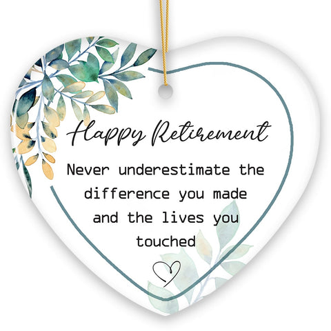 Happy Retirement Appreciation Ornament Gift, Sentimental Quote Keepsake for Both Men and Women