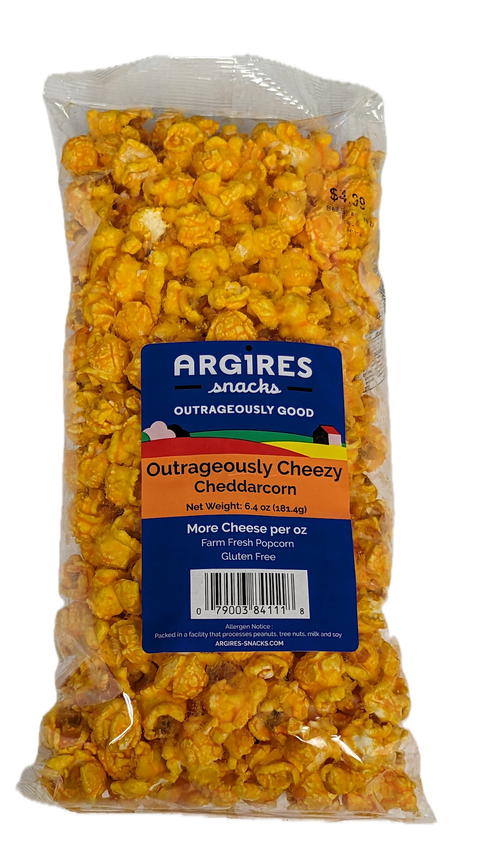 Argires Snacks Outrageously Cheezy Cheddarcorn Popcorn - 6.4 OZ 12 Pack