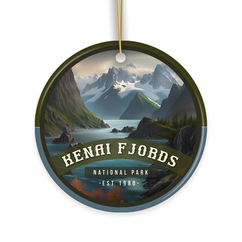 Kenai Fjords National Park Retro Style Ornament, Alaska USA Tourist Attraction and Gift