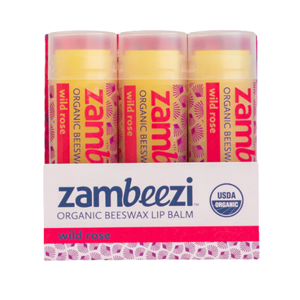 Zambeezi Wild Rose Lip Balm 3-Pack - 0.15 OZ 10 Pack
