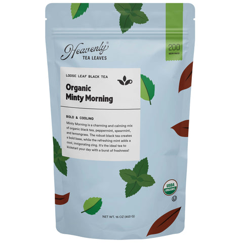 Organic Minty Morning, Bulk Loose Leaf Black Tea, 16 Oz.