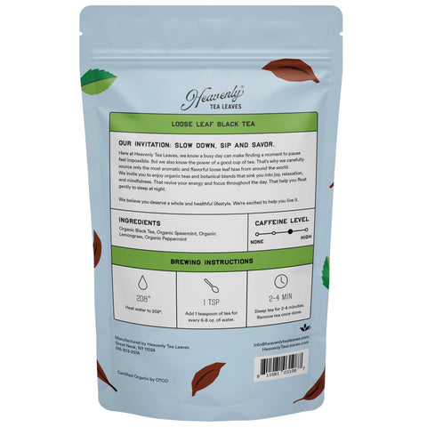 Organic Minty Morning, Bulk Loose Leaf Black Tea, 16 Oz.
