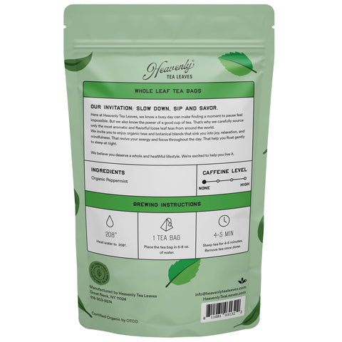 Organic Peppermint, Compostable Pyramid Herbal Tea Bags, 50 Count