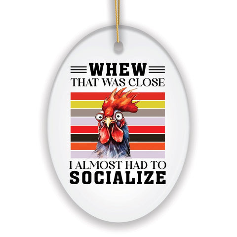 Quirky Antisocial Rooster Ceramic Ornament, Cute and Funny Christmas Gift