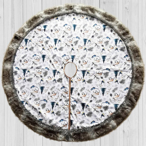 Rustic Nature Pattern Elegant Vintage Christmas Tree Skirt