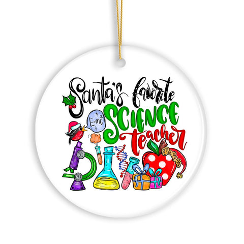 Santa’s Favorite Science Teacher Christmas Ornament, Chemistry, Physics and Biology