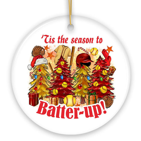 Tis the Season to Batter-Up! Softball Christmas Ornament