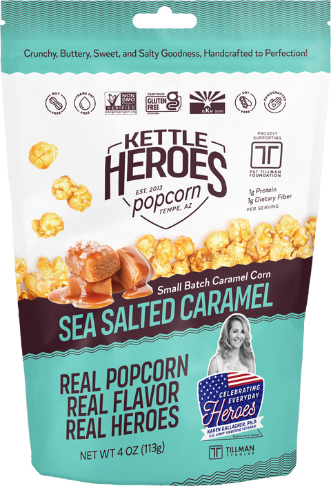 Kettle Heroes Popcorn Sea Salted Caramel Corn - Snack Pack - 4 OZ 24 Pack
