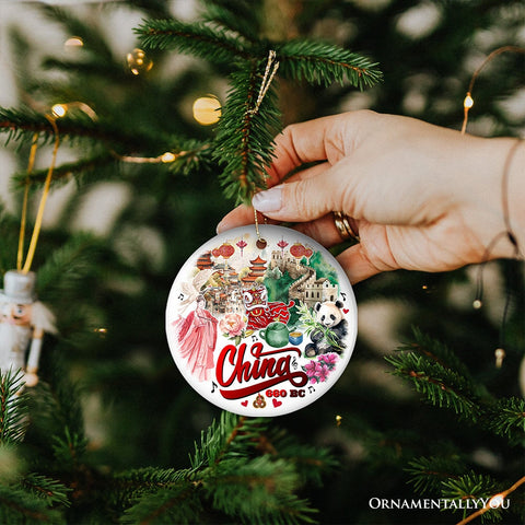 Vintage Artistic China Ornament, Chinese Heritage Gift and Keepsake