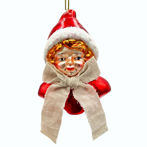 Vintage Victorian Girl Glass Christmas Ornament, Adorable Doll and Retro Holiday Decor