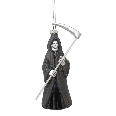 Grim Reaper Horror Glass Ornament, Spooky Halloween Christmas Tree Resin Decoration