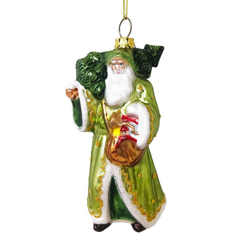 Spirit of the Forest Father Santa Victorian Glass Christmas Ornament
