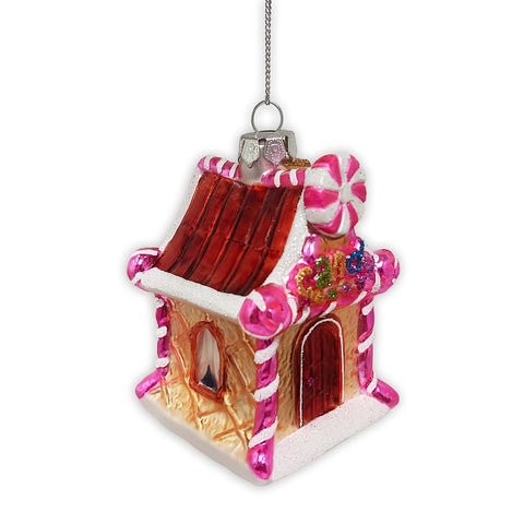 Sweet Treat Cottage Candy Lane House Glass Christmas Ornament