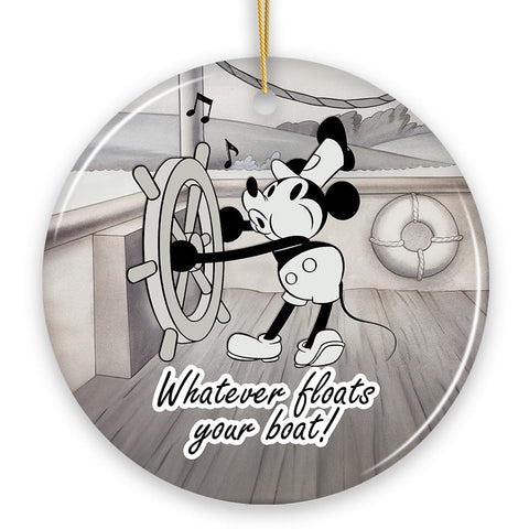 Funny Mouse Sailing Quotes Ornament, Classic Steamboat Willie Christmas Keepsake and Decor