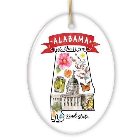 Artistic Alabama State Themes and Landmarks Christmas Ornament