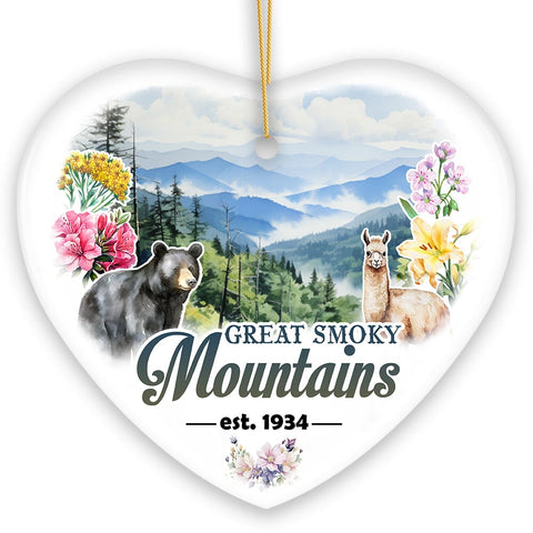 Artistic Great Smoky Mountains Ornament, Ceramic Tennessee Travel Souvenir and Gift
