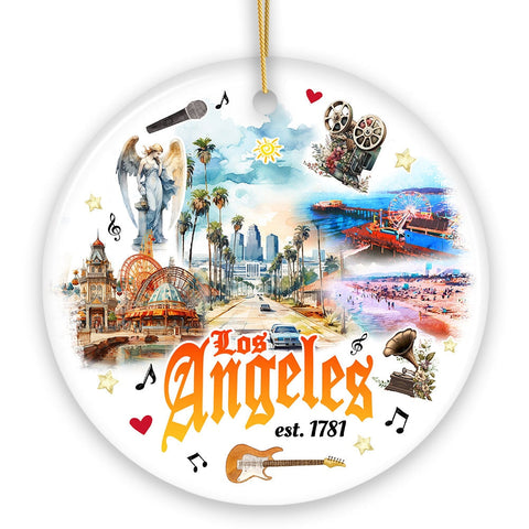 Artistic Los Angeles Cultural Paintings Ornament, LA Traveler Gift Souvenir