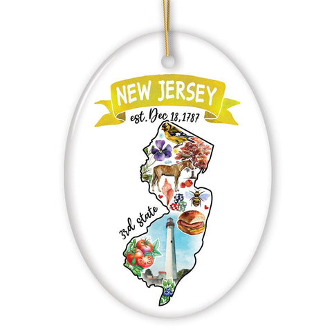 Artistic New Jersey State Themes and Landmarks Christmas Ornament