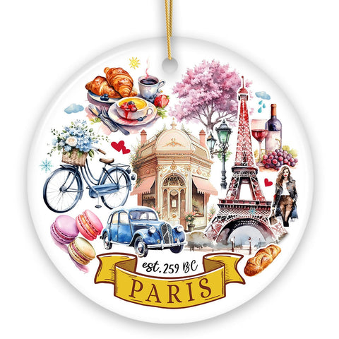 Artistic Paris Culture and Landmarks Ornament, Classical France Christmas Souvenir Gift