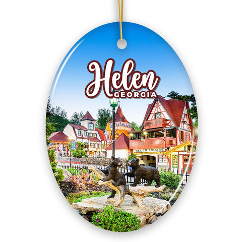 Beautiful Helen Town Georgia Ornament, German-inspired Alpine Village for Christmas Gift