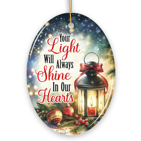 Christmas Lantern Light in Our Heart Ornament, Eternal Shine Memorial Gift