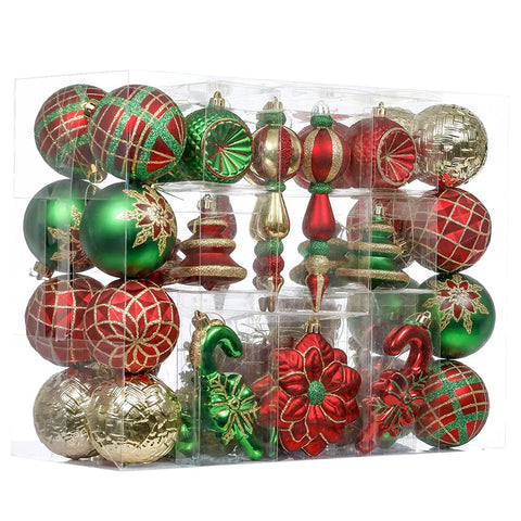 Christmas Sensation Mega Holiday Ornament Set, 108 Unique Baubles, Trees, Candycanes, and Snowflakes