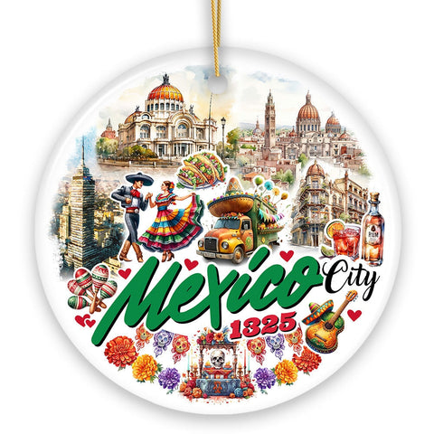 Colorful Traditional Mexico City Christmas Ornament, Cultural Mexican Christmas Gift and Travel Souvenir