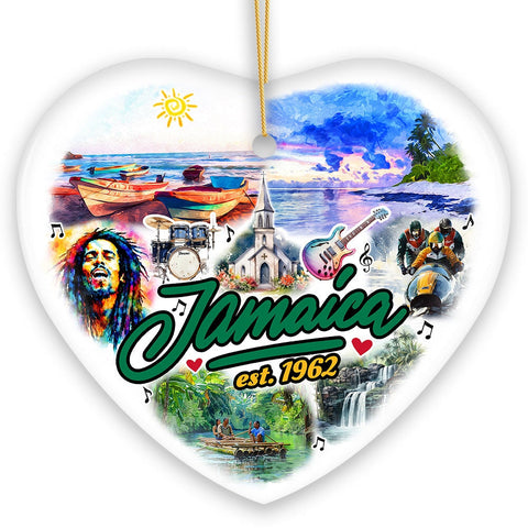 Culturally Vibrant Jamaica Ceramic Art Ornament, Artistic Caribbean Souvenir and Christmas Decor