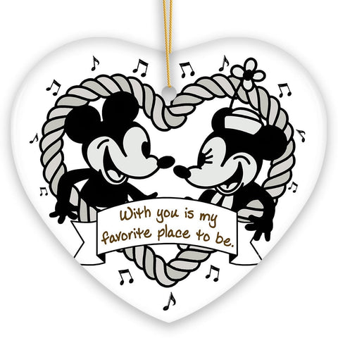 Cute Mouse Couple Love Quote Ornament, Classic Steamboat Willie Christmas Gift and Decor