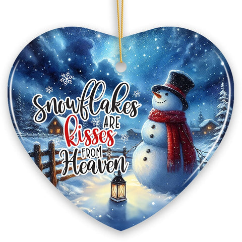 Enchanting Snowflakes are Kisses from Heaven Ornament, Christmas Snowman Memorial Gift