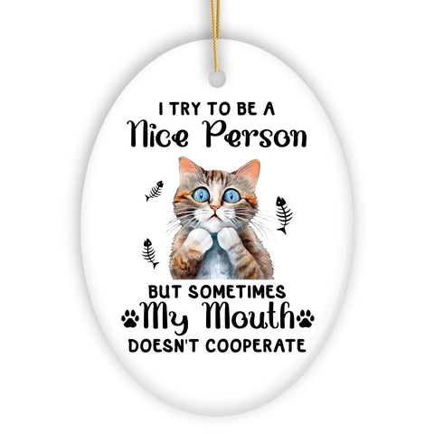 Funny Cat Trying to be a Nice Person, Cute and Funny Christmas Gift