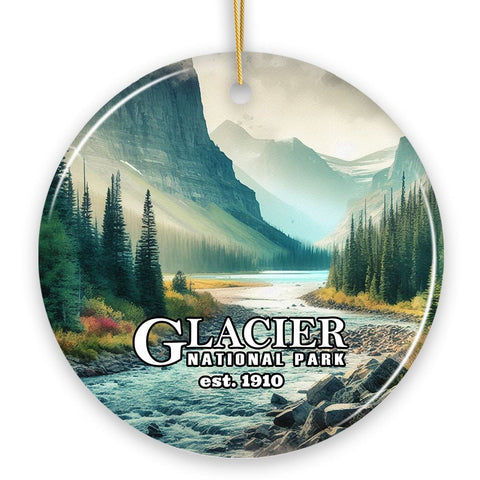 Glacier National Park Serene Nature Ornament, Traveler Christmas Gift and Montana Souvenir