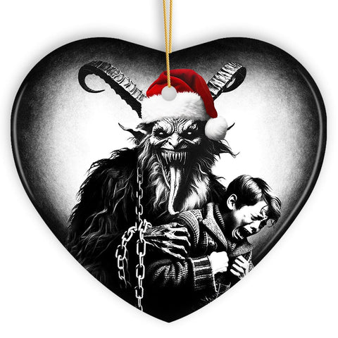 Horrifying Krampus With Santa Hat Ceramic Ornament, Keepsake For Unique Halloween Tree Christmas Decor