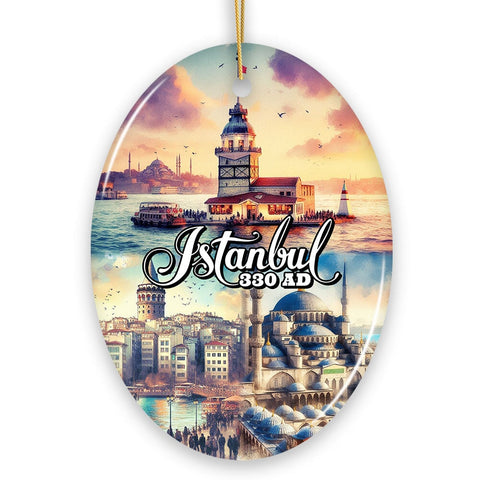 Istanbul City Historical Landmarks and Cultural Ornament, Artistic Turkey Handmade Christmas Gift and Souvenir
