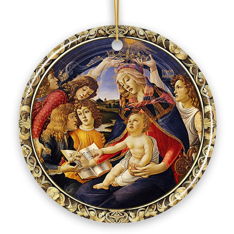 Madonna and Child Famous Botticelli Art Painting Ornament of the Renaissance Medici Family and Nativity